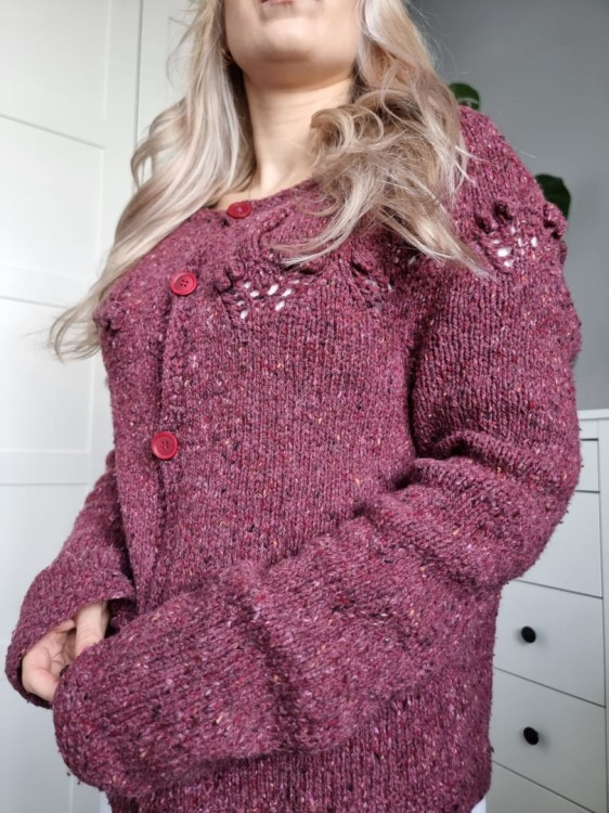 Bordowy sweter / kardigan hand made vintage chic