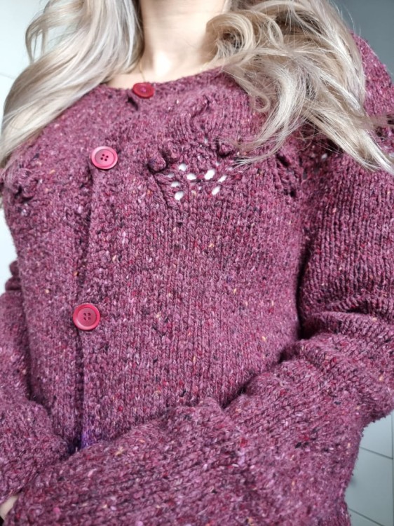 Bordowy sweter / kardigan hand made vintage chic