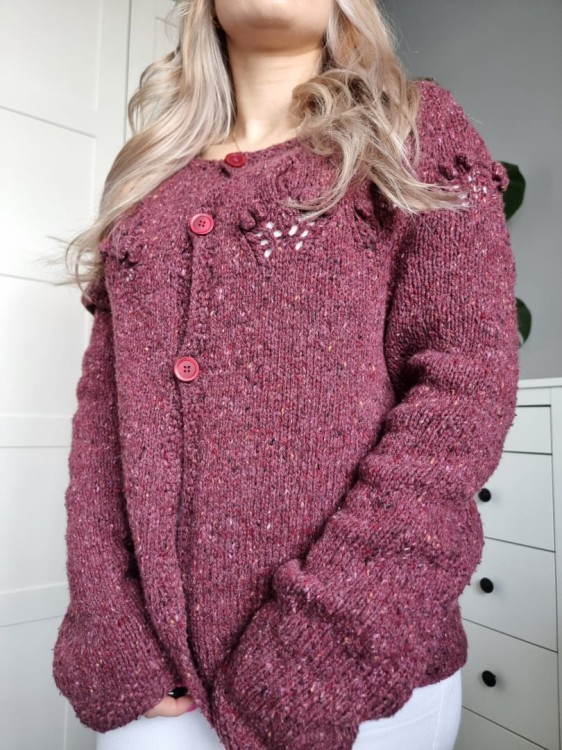 Bordowy sweter / kardigan hand made vintage chic