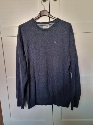 Granatowy sweter Bison bawełna i wełna r. XXL