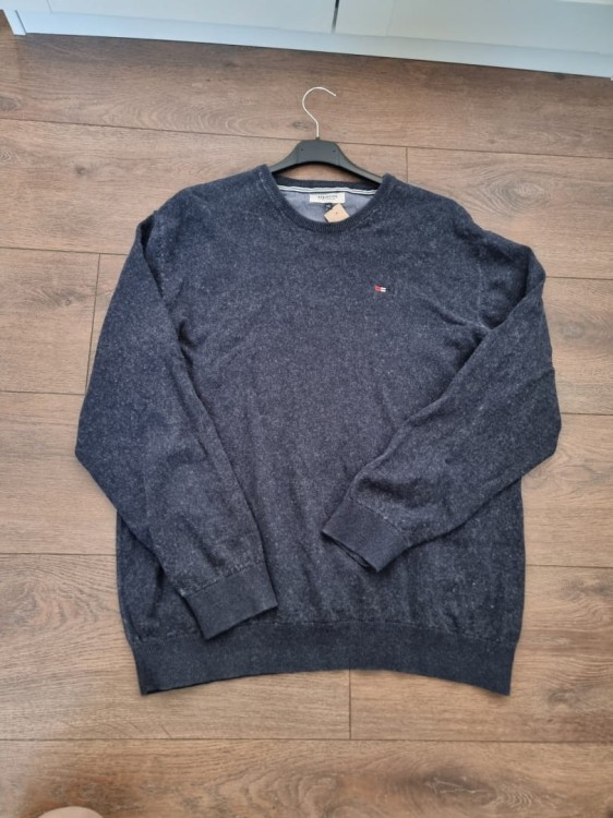 Granatowy sweter Bison bawełna i wełna r. XXL