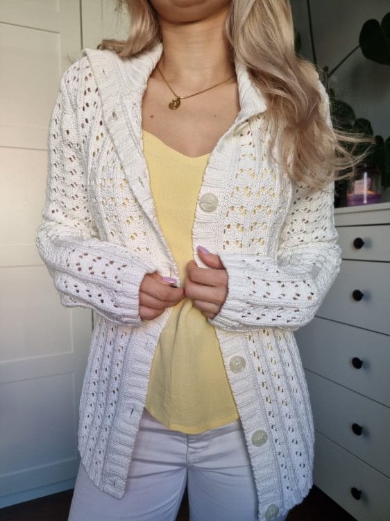 Ażurowy biały sweterek bawełna boho vibe