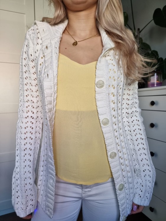 Ażurowy biały sweterek bawełna boho vibe
