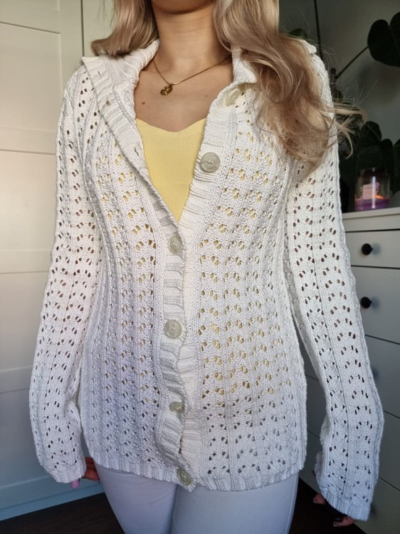 Ażurowy biały sweterek bawełna boho vibe