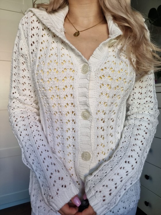 Ażurowy biały sweterek bawełna boho vibe