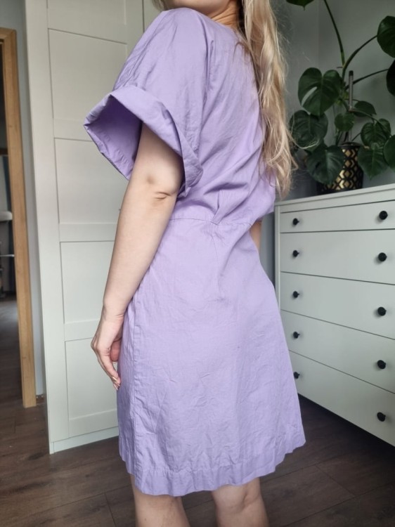 Kopertowa lawendowa sukienka / kimono, r. M, bawełna