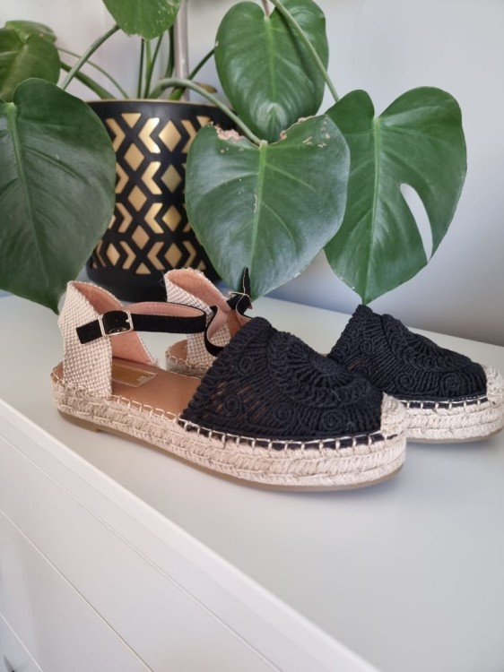 Czarno beżowe espadryle, lekkie, boho, rozmiar 39