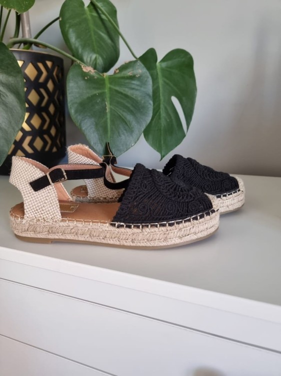 Czarno beżowe espadryle, lekkie, boho