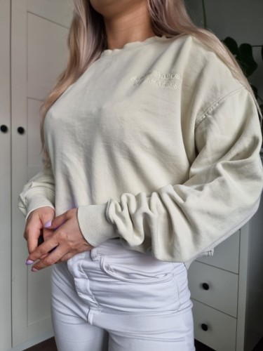 Kremowa bluza cytrynowa bawełna lekka klasyczna oversize H&M