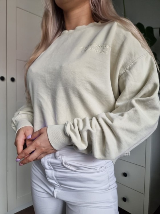 Kremowa bluza cytrynowa bawełna lekka klasyczna oversize H&M