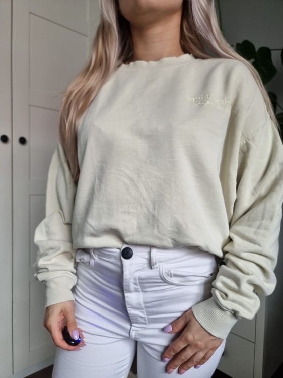 Kremowa bluza cytrynowa bawełna lekka klasyczna oversize H&M