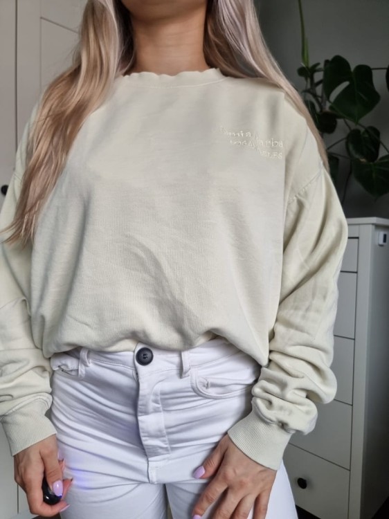 Kremowa bluza cytrynowa bawełna lekka klasyczna oversize H&M