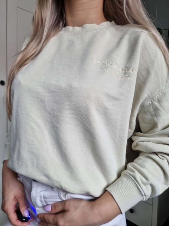 Kremowa bluza cytrynowa bawełna lekka klasyczna oversize H&M