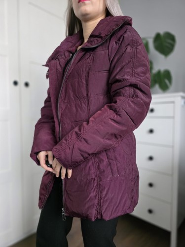 Bordowa puchowa kurtka burgundowa pikowana matowa r. 40