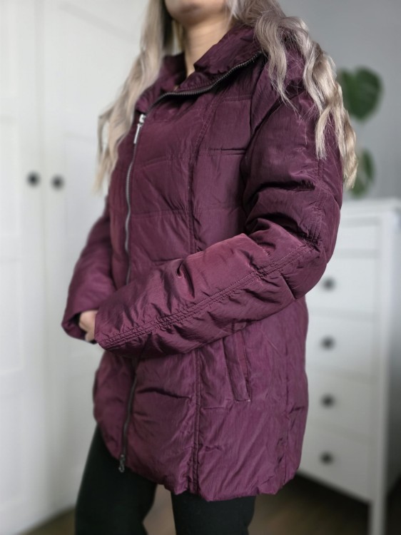 Bordowa puchowa kurtka burgundowa pikowana matowa r. 40
