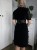 Elegancka mała czarna sukienka kobieca koronką welur vintage bawełna koraliki