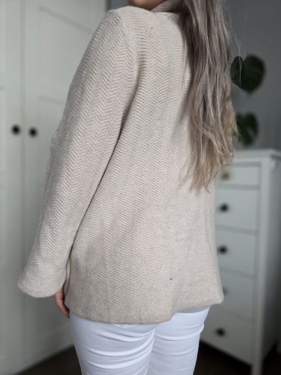Kardigan narzutka wełna angora beżowy jodełka Mark&Spencer vintage