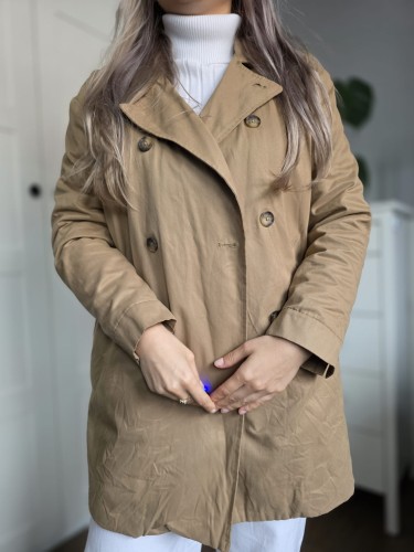 Zimowy trenczna baranku / kożuszku elegancki beżowy Zara