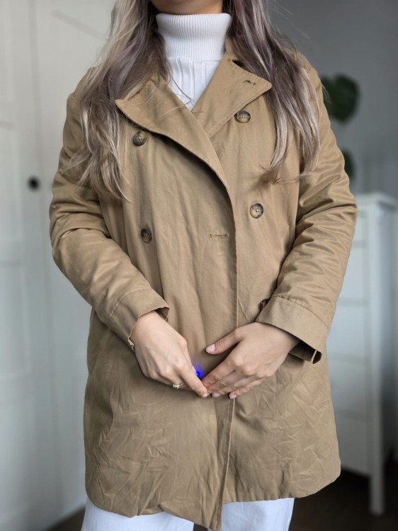 Zimowy trenczna baranku / kożuszku elegancki beżowy Zara