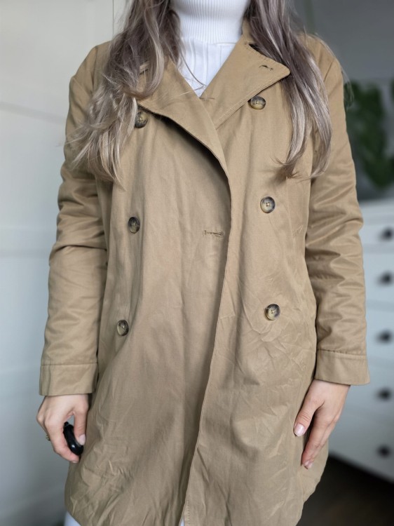 Zimowy trenczna baranku / kożuszku elegancki beżowy Zara