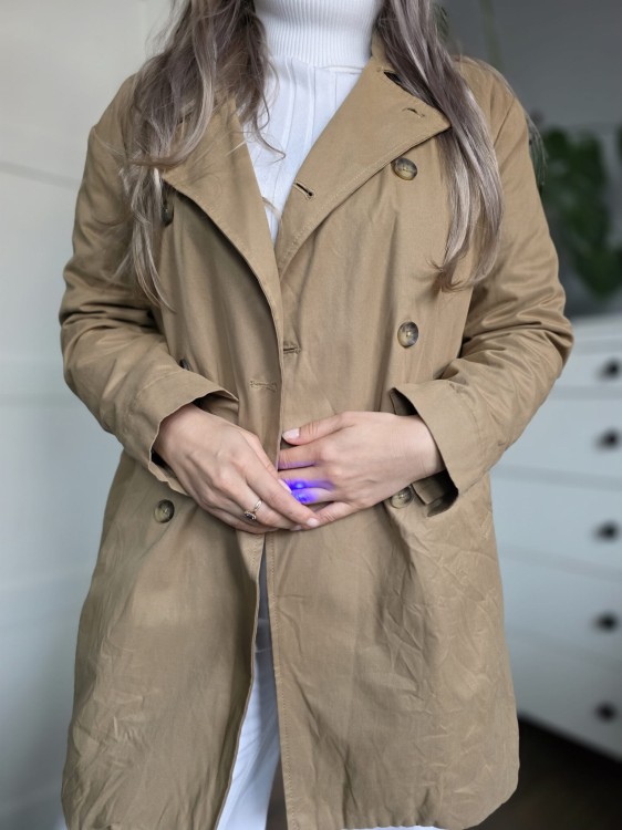 Zimowy trenczna baranku / kożuszku elegancki beżowy Zara