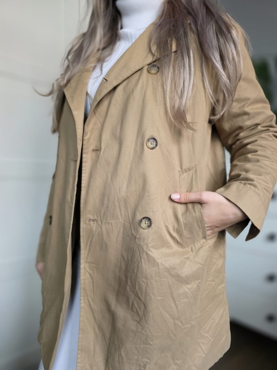 Zimowy trenczna baranku / kożuszku elegancki beżowy Zara