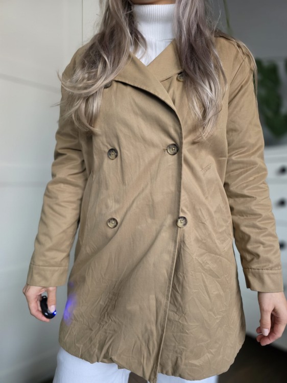 Zimowy trenczna baranku / kożuszku elegancki beżowy Zara