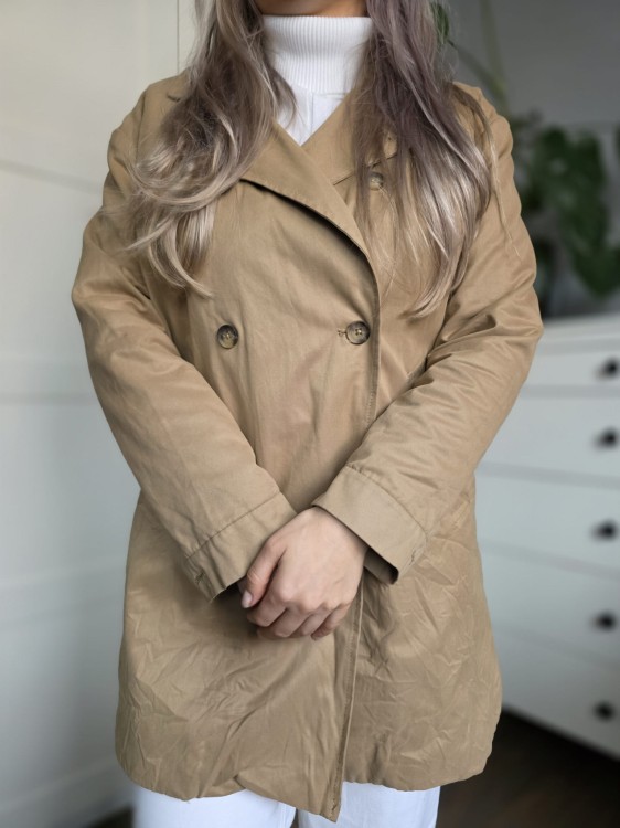 Zimowy trenczna baranku / kożuszku elegancki beżowy Zara