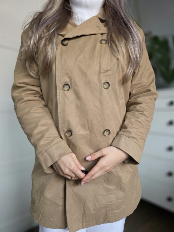 Zimowy trenczna baranku / kożuszku elegancki beżowy Zara