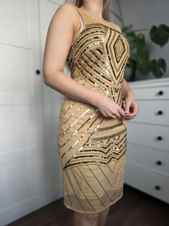 Sukienka z stateczki i koralików retro glamour elegancka kobieca