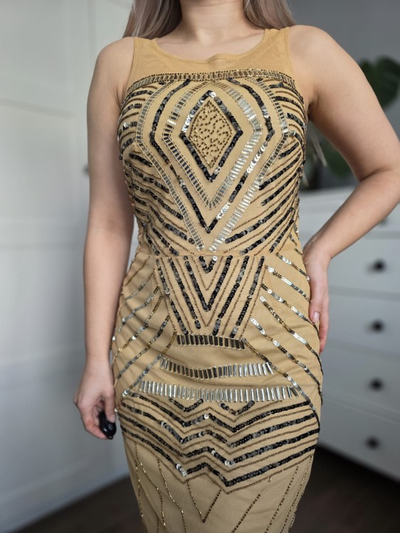 Sukienka z stateczki i koralików retro glamour elegancka kobieca