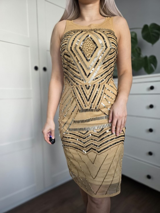 Sukienka z stateczki i koralików retro glamour elegancka kobieca