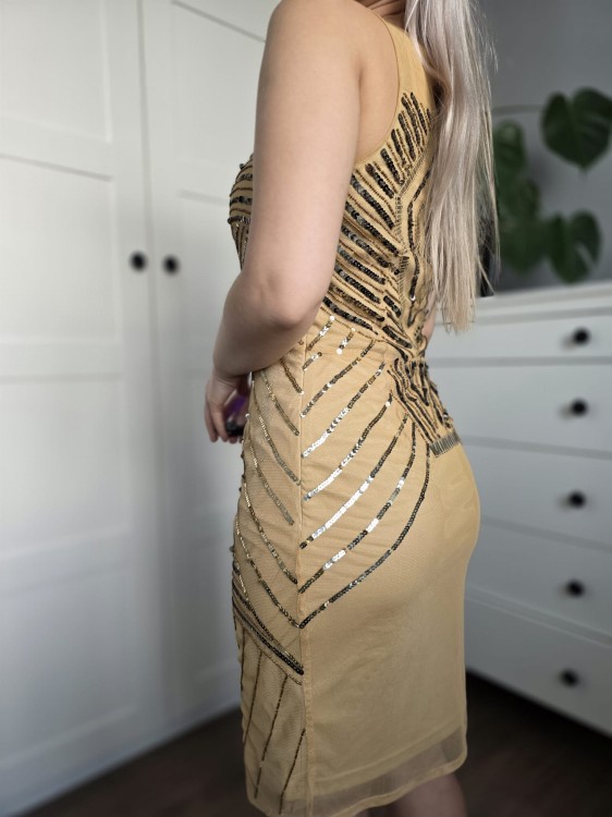 Sukienka z stateczki i koralików retro glamour elegancka kobieca