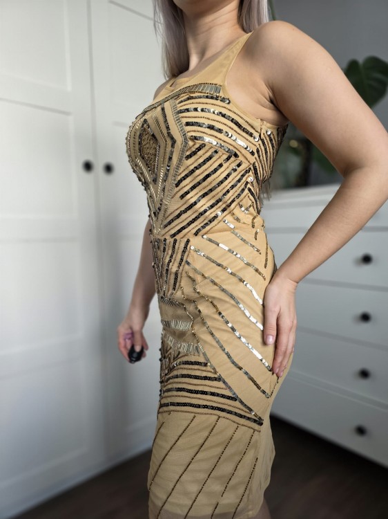 Sukienka z stateczki i koralików retro glamour elegancka kobieca