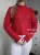 Czerwony sweter w rąby moher i wełna ciepły lekki chonky knitwear mohair