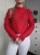 Czerwony sweter w rąby moher i wełna ciepły lekki chonky knitwear mohair