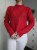 Czerwony sweter w rąby moher i wełna ciepły lekki chonky knitwear mohair