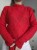 Czerwony sweter w rąby moher i wełna ciepły lekki chonky knitwear mohair