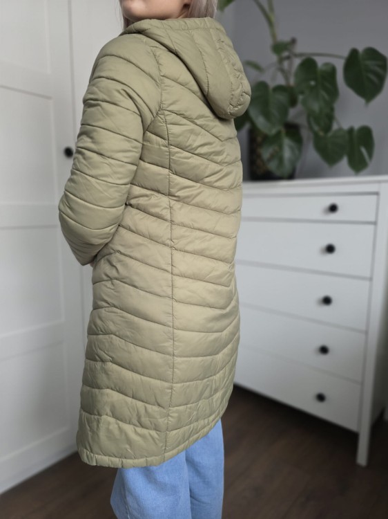 Zielona pikowana kurtka damska płaszczyk z kapturem wiosna r. S