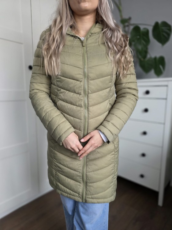 Zielona pikowana kurtka damska płaszczyk z kapturem wiosna r. S