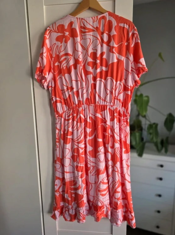 Sukienka kopertowa w kwiaty wiskoza maxi wiosna lato QS XXL