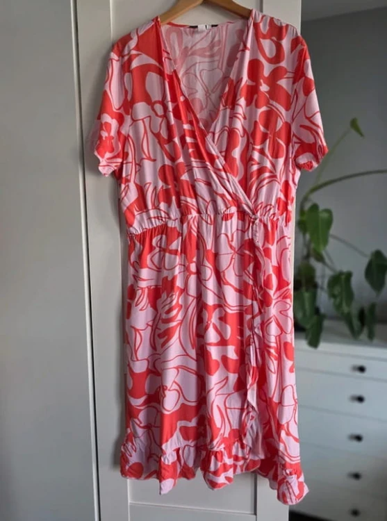 Sukienka kopertowa w kwiaty wiskoza maxi wiosna lato QS XXL