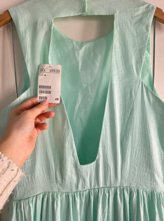 Sukienka H&M midi rozkloszowana turkus miętowa połysk wesele komunia r. M