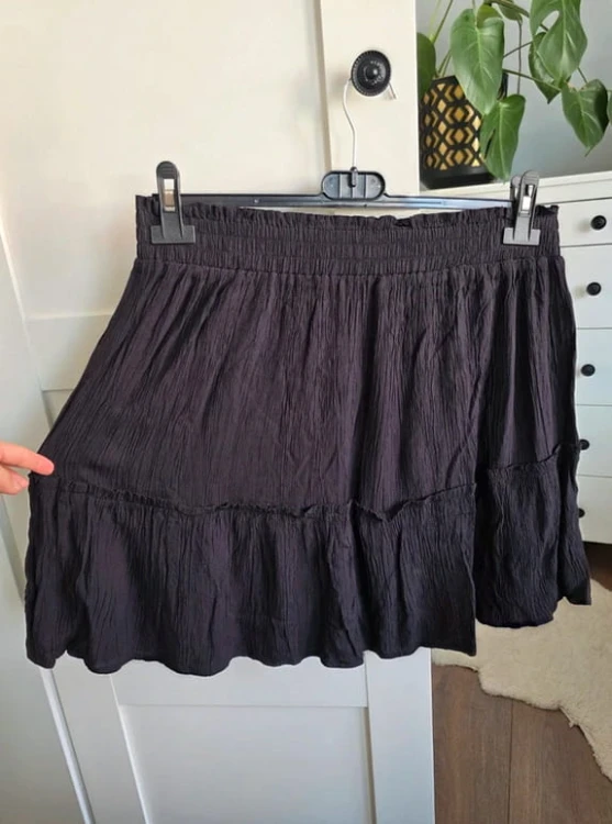 Czarna spódnica muślinowa wiskoza falbanka zwiewna lekka L lato boho