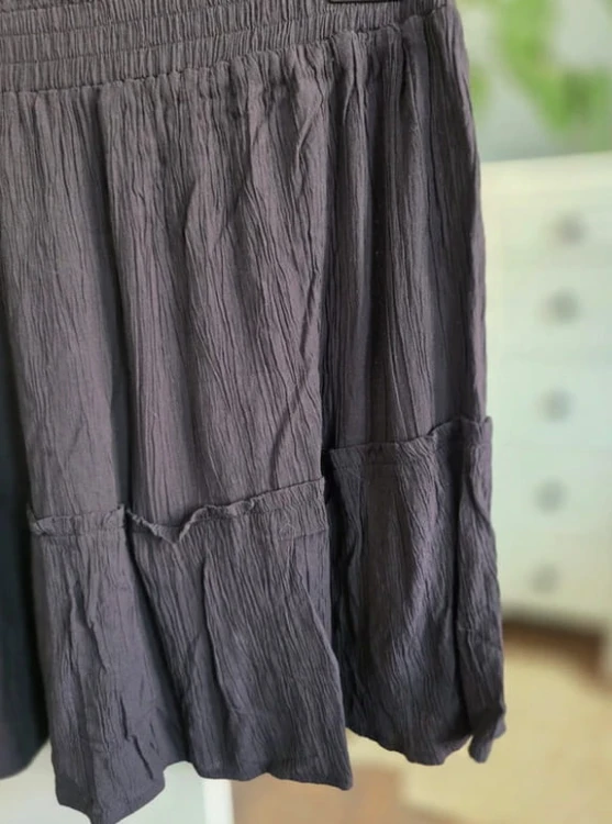 Czarna spódnica muślinowa wiskoza falbanka zwiewna lekka L lato boho