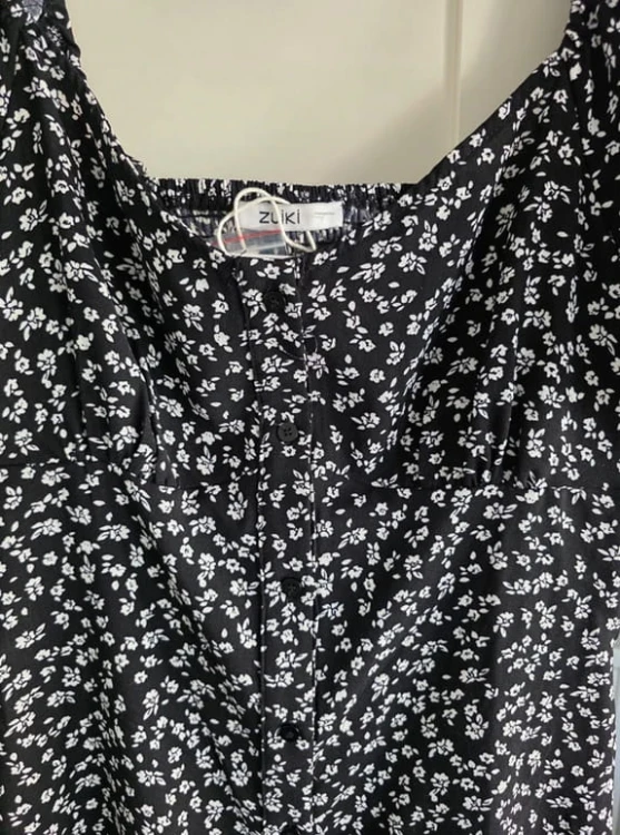 Kombinezon damski Zuiki L 40 czarny w kwiatki nowy z metką lekki, wiona/lato
