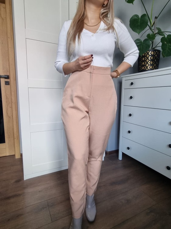 Spodnie beżowe cygaretki eleganckie MISSGUIDED r. 10