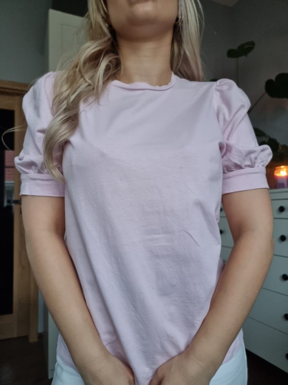 Pudrowo różowa bluzka z bawełny organicznej VERO MODA, r. M