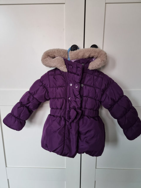 Purple jacket – coat with a hood for a girl, 9–12 months.