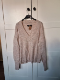 Melange oversize V-neck sweater size L